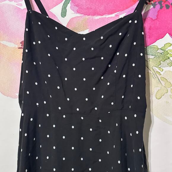 Old Navy Women's Cami Midi Dress Black & White Polka Dot Side Pockets X-Large - Picture 2 of 5